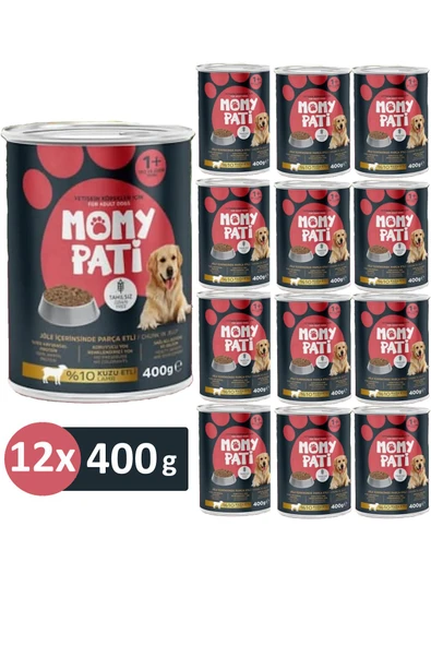 Momy Pati Etli Konserve Köpek Maması 400 gr x 12 Adet (Yetişkin Köpekler İçin)
