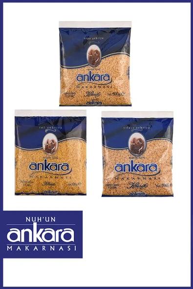Nuh'un Ankara Şehriye Sepeti 500 gr x 3 Adet (Tel Şehriye, Arpa Şehriye, Yıldız Şehriye)