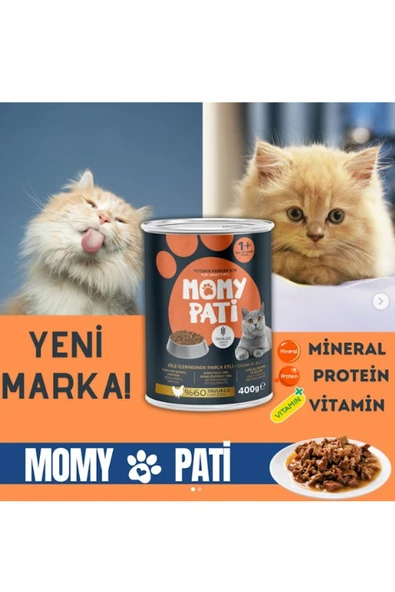 Momy Pati Tavuklu Konserve Kedi Maması 400 gr x 4 Adet (Yetişkin Kediler İçin) - Resim 3