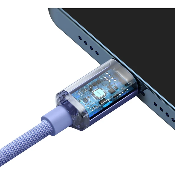 Baseus Crystal Shine 20W 120 cm Type-C To Lightning Şarj Kablosu Mor - Resim 4