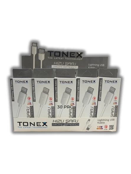 Tonex LİGHTNİNG 3.0A 18W İptone Hızlı Usb Kablo MA92 (30 Adet)