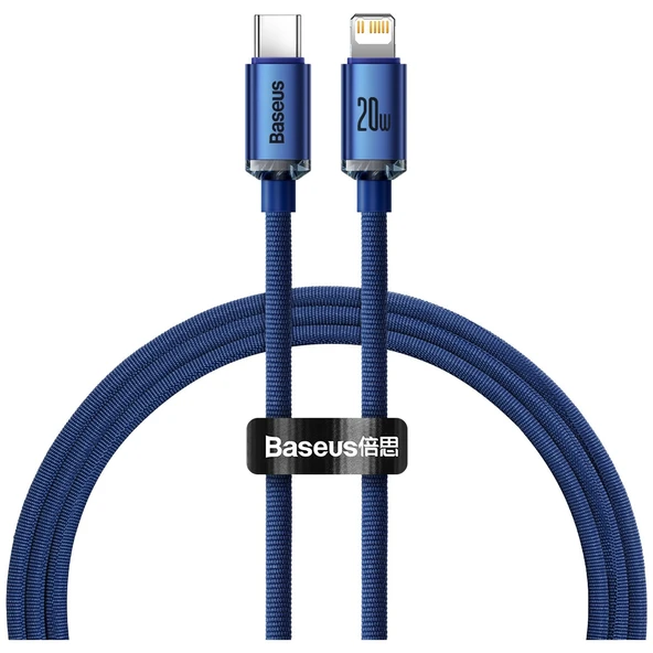 Baseus Crystal Shine 20W 120 cm Type-C To Lightning Şarj Kablosu Mavi