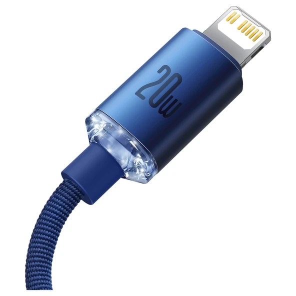 Baseus Crystal Shine 20W 120 cm Type-C To Lightning Şarj Kablosu Mavi - 5