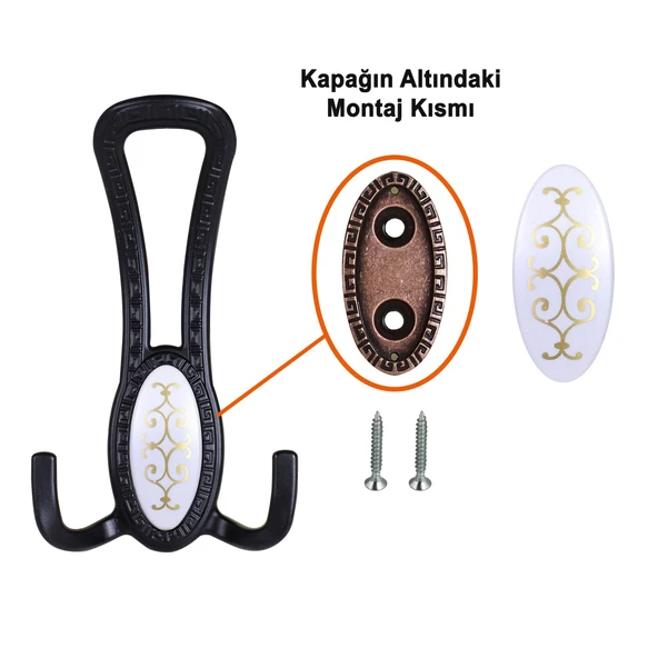 Metal Portmanto Vestiyer Duvar Dolap Elbise Mobilya Kapı Askısı Askılığı Askılık Mat Siyah - Resim 4