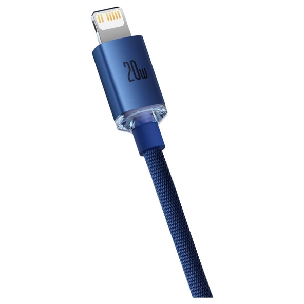 Baseus Crystal Shine 20W 120 cm Type-C To Lightning Şarj Kablosu Mavi - 3