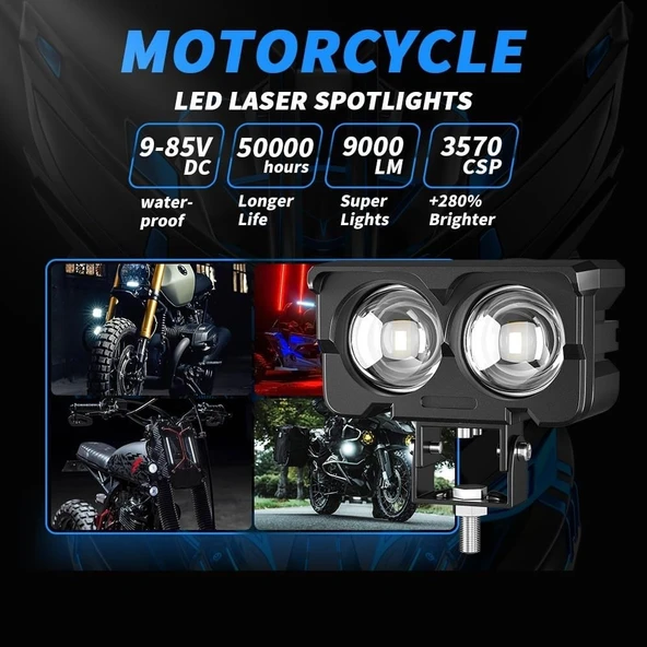 Motosiklet Led Sis Farı 2 ADET SET Metal Kasa Baykuş Model Delici Beyaz Sarı Çift Renk - 5