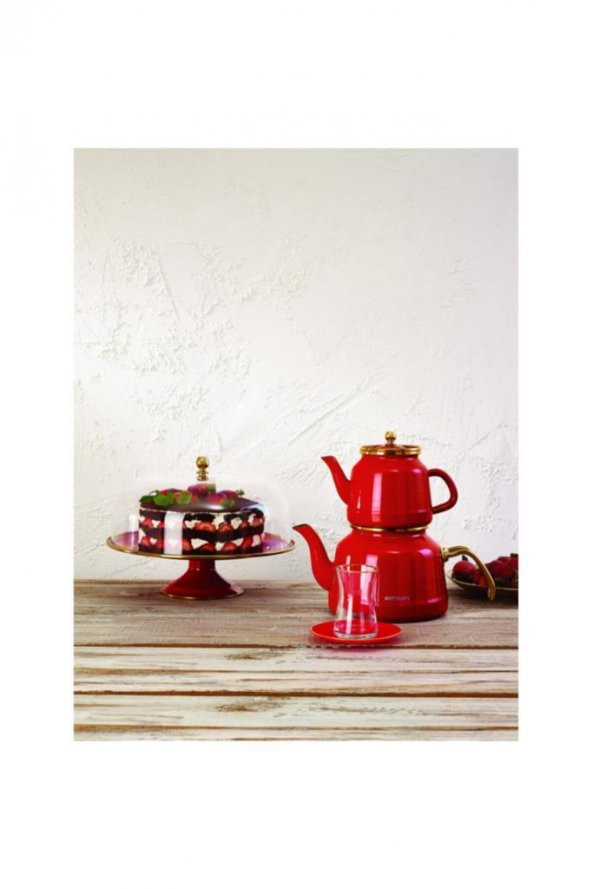 Emsan Troy Emaye Çaydanlık Takımı Kırmızı - 2