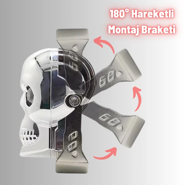 LED Motosiklet Aydınlatma Sis Lambası Skull Tasarımlı 3 Modlu 12V-24V Yüksek Performanslı Far 2 Adet - 5