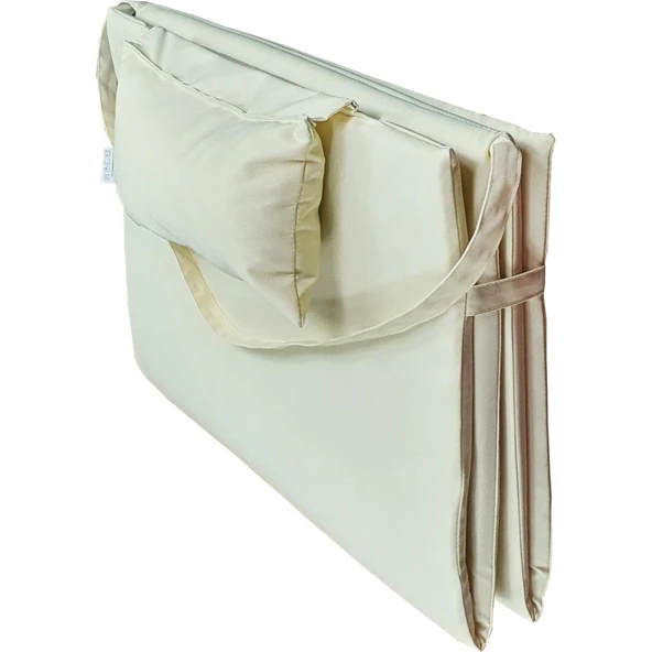 Reyo Taşınabilir Katlanır Plaj Havuz Minderi, Şezlong Minderi Kamp Yatağı Krem - Resim 3