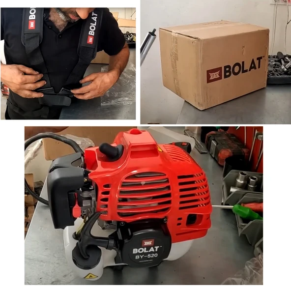 Bolat Benzinli BY520 Yan Tırpan Çim Biçme Testeresi 2.7 hp 51.7 cc Bisiklet Kollu Omuz Askılı Misina - 3