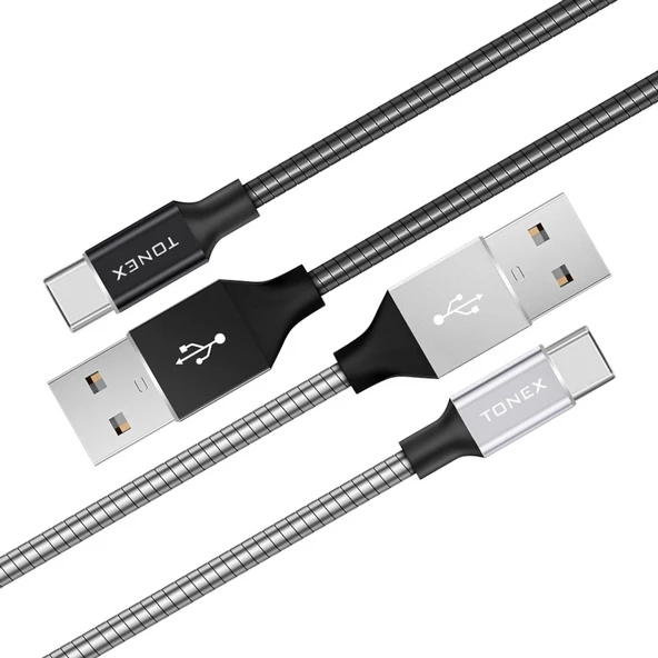 Tonex Titan Metal Kaplama Type-C 3.4A USB Şarj ve Data Kablosu 1Mt