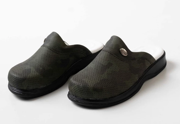 Blum Sabo Terlik Erkek Yeşil Kamuflaj Desenli Hastane,Sağlık,Mutfak Ortopedik Sabo Terlik - Resim 3