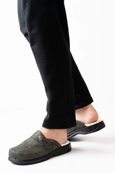 Blum Sabo Terlik Erkek Yeşil Kamuflaj Desenli Hastane,Sağlık,Mutfak Ortopedik Sabo Terlik - Resim 2