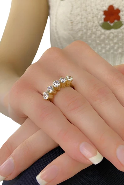 8 Ayar Altın Beştaş Yüzük - Resim 2