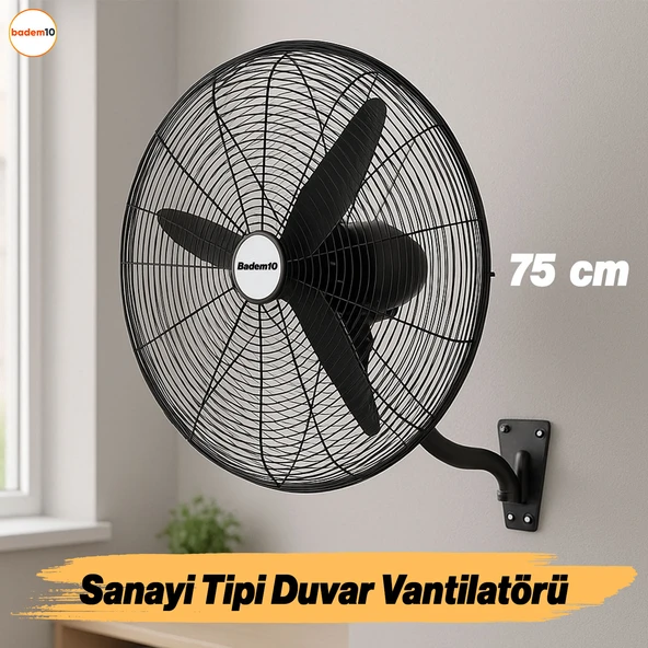 Sanayi Tipi Kumandalı 75 cm 210 W Duvar Vantilatörü Endüstriyel Geniş Sessiz Duvara Monte Fan