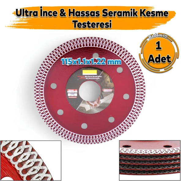 115 mm Ultra İnce Hassas Elmas Seramik Mermer Porselen Fayans Granit Sulu Kuru Kesim Kesme Disk