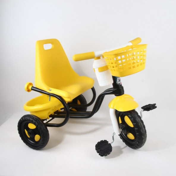 Babyhope 101 Sarı Sepetli Çelik Gövde Üçteker 2-3-4 Yaş Arası Suluklu Bisiklet - Bebek Bisikleti