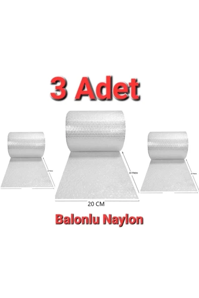 3 Adet Balonlu Ambalaj Naylonu Pat Pat Havalı Naylon Balonlu Naylon 20 Cm X 10 Metre Pıtpıt Patpat