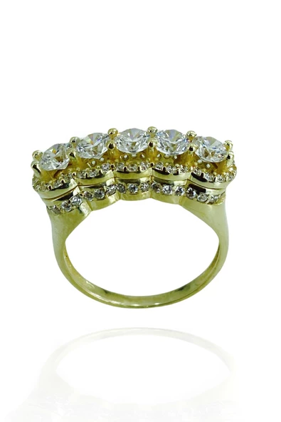 Taç Mahal Tasarım 8 Ayar Altın Beştaş Yüzük - Resim 3