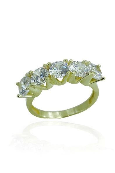 Sade Zarif Şık 8 Ayar Altın Beştaş Yüzük - Resim 2