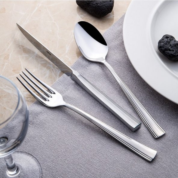 Nehir Katre Sade 84 Parça Deri Kutulu Çatal Kaşık Bıçak Takımı