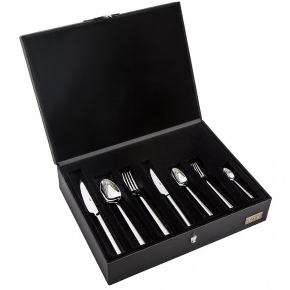 Nehir Katre Sade 84 Parça Deri Kutulu Çatal Kaşık Bıçak Takımı - 4