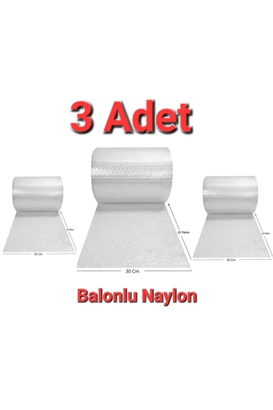 3 Adet Balonlu Ambalaj Naylonu Pat Pat Havalı Naylon Balonlu Naylon 30 Cm X 10 Metre Pıtpıt Patpat