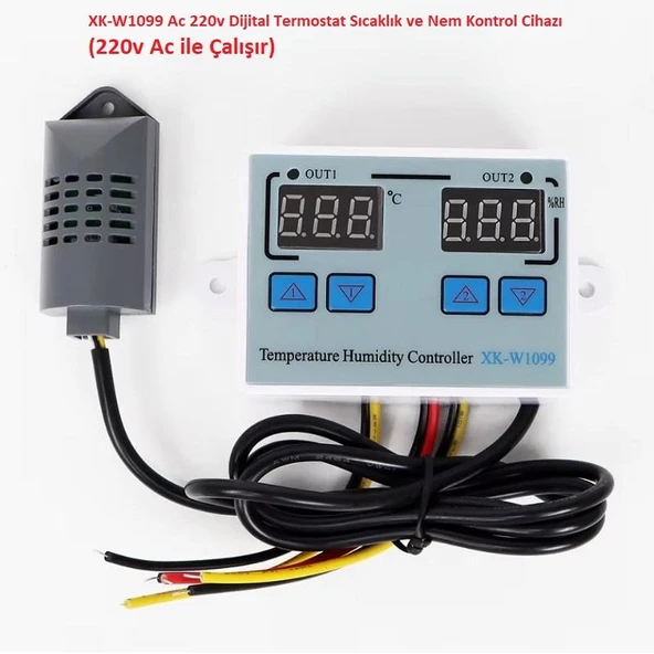 XK-W1099 Ac 220v Dijital Termostat Sıcaklık ve Nem Kontrol Cihazı (220v Ac ile Çalışır)