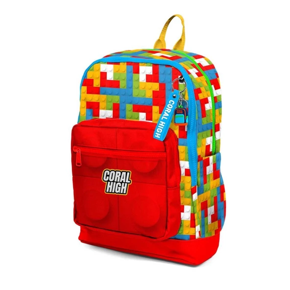 Coral High Büyük Boy Okul Sırt Çantası Blok Desenli 23775 - 5