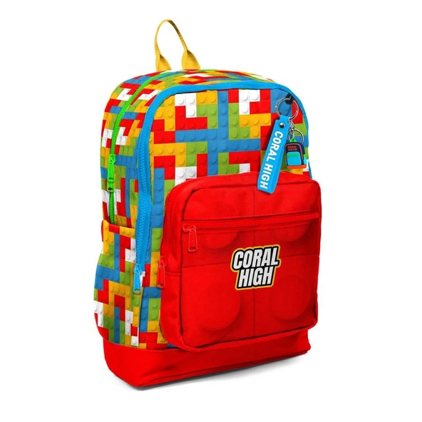 Coral High Büyük Boy Okul Sırt Çantası Blok Desenli 23775