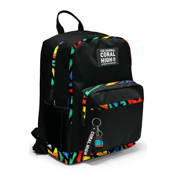 Coral High Büyük Boy Okul Sırt Çantası Siyah Grafiti Desen 23633