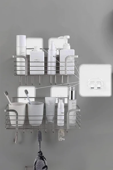 10 Adet 7x7cm Yedek Süper Güçlü Yapışkanlı Askı, 20KG Banyo - Mutfak Raf Tutucu Sticker, Delmesiz - Resim 4