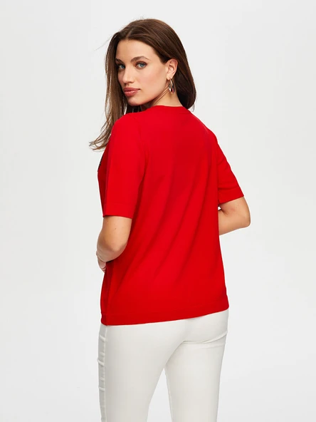 Havyar Baskılı Kısa Kol Triko Bluz Faik Sönmez - Resim 18