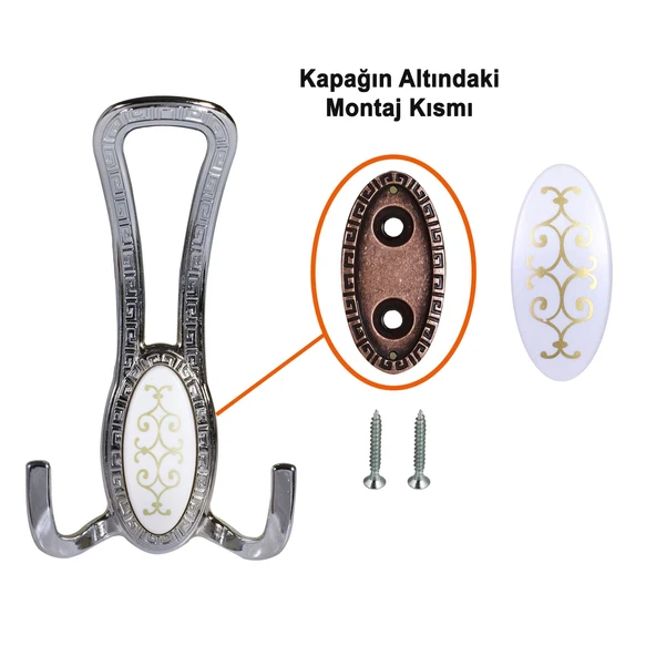 Metal Portmanto Vestiyer Duvar Dolap Elbise Mobilya Kapı Askısı Askılığı Askılık Krom (4 Adet) - 4