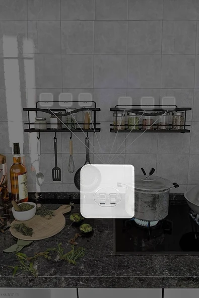 10 Adet 7x7cm Yedek Süper Güçlü Yapışkanlı Askı, 20KG Banyo - Mutfak Raf Tutucu Sticker, Delmesiz - Resim 3