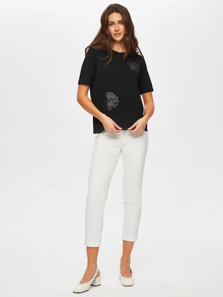 Havyar Baskılı Kısa Kol Triko Bluz Faik Sönmez - Resim 3