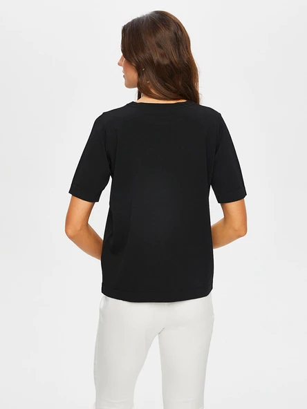 Havyar Baskılı Kısa Kol Triko Bluz Faik Sönmez - Resim 6