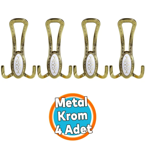 Metal Portmanto Vestiyer Duvar Dolap Elbise Mobilya Kapı Askısı Askılığı Askılık Gold Altın (4 Adet)