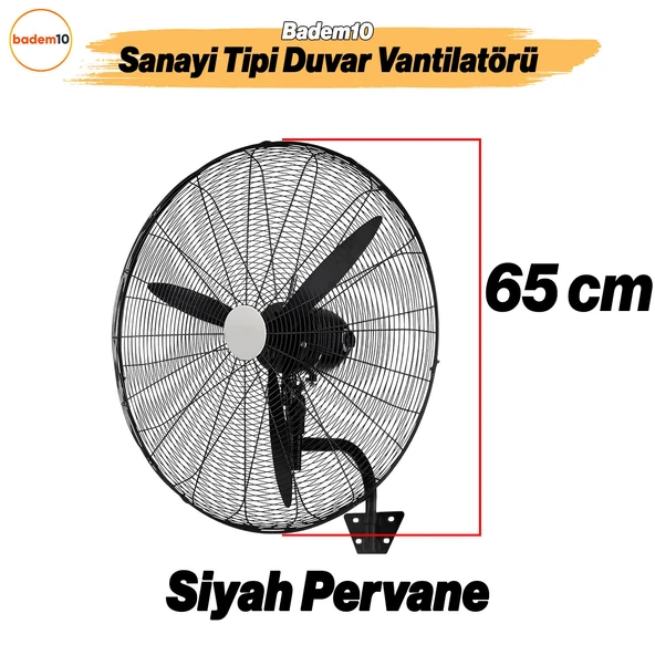 Sanayi Tipi 65 cm 190 W Duvar Vantilatörü Endüstriyel Geniş Sessiz Duvara Monte Fan - 2