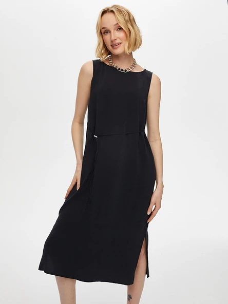 Faik Sönmez Kadın Yanları Yırtmaçlı Kolsuz Modallı Elbise 25YUS25ELB041 - 10