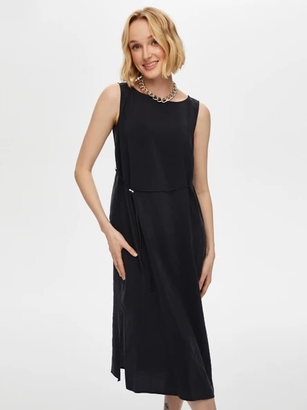 Faik Sönmez Kadın Yanları Yırtmaçlı Kolsuz Modallı Elbise 25YUS25ELB041 - 11