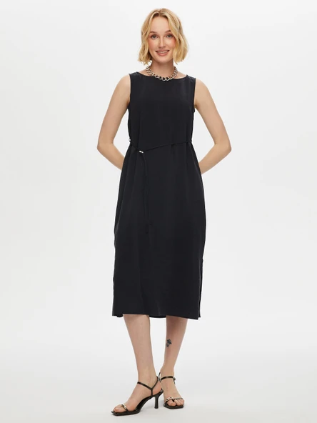 Faik Sönmez Kadın Yanları Yırtmaçlı Kolsuz Modallı Elbise 25YUS25ELB041 - 5