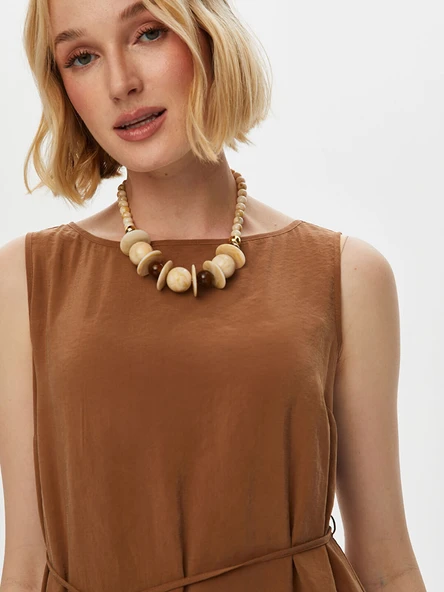 Faik Sönmez Kadın Yanları Yırtmaçlı Kolsuz Modallı Elbise 25YUS25ELB041 - 3