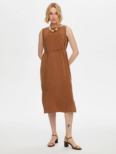 Faik Sönmez Kadın Yanları Yırtmaçlı Kolsuz Modallı Elbise 25YUS25ELB041 - 2