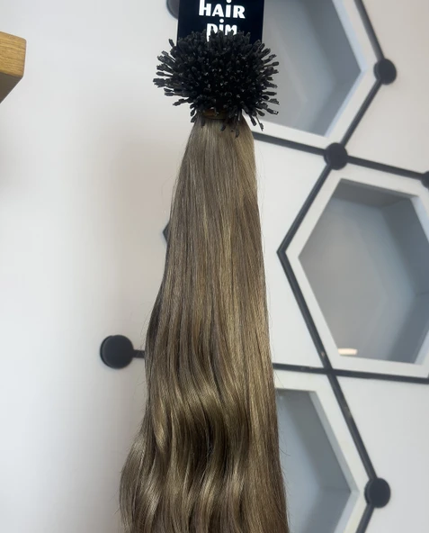 HairPim Professional (0.6 Gr) Küllü Bej Kumral 50 Adet 70 Cm Yeni Nesil Kaynak Saç HP349 HPKBK362 - 2