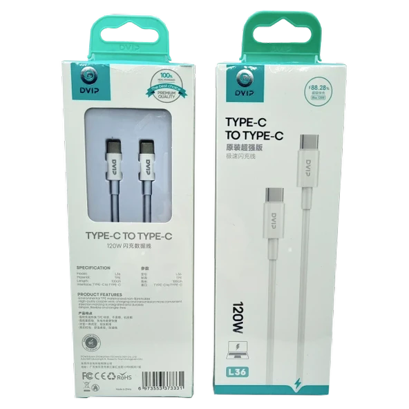 120W PD Type-c to Type-c Şarj Kablosu Dvıp L36