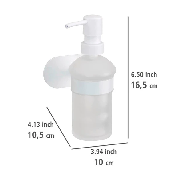 Saban Duvara Monte Sabunluk – Mat Beyaz, Paslanmaz Çelik, Yapışkan Sistemli, 200 ml Kapasiteli, Saten Cam Şişeli - 5