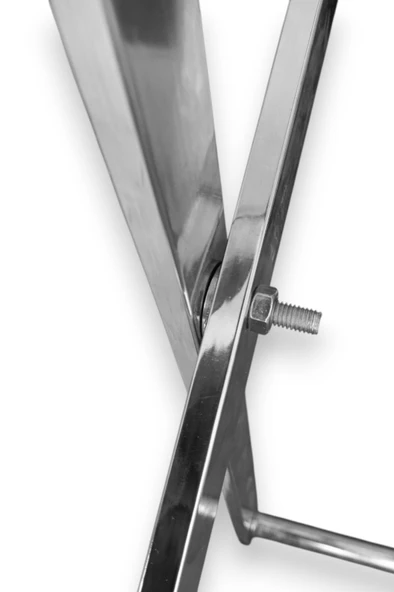 LÜKS DEMONTE METAL VALİZLİK, KATLANIR OTEL TİPİ VALİZLİK BAVUL VALİZ SEHPASI-KROM - 5
