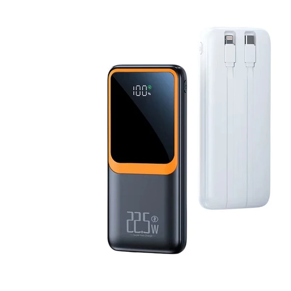 H32 Dijital Göstergeli Dahili Çoklu Kablolu 10000 mAh Powerbank SİYAH - 4