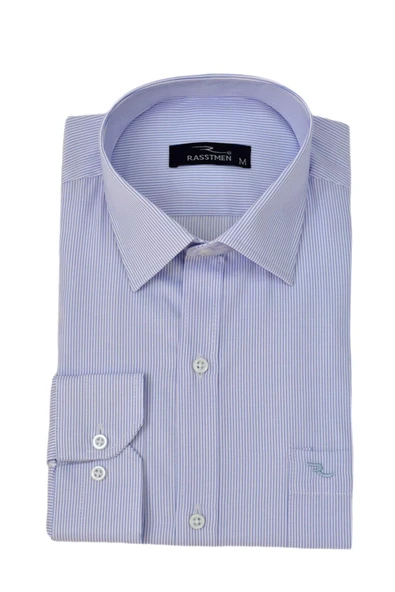 Erkek Çizgili Klasik Tek Cepli Uzun Kol Gömlek BGL-ST04553 - Resim 8